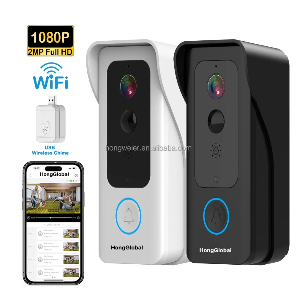 HongGlobal 2MP Surveillance Outdoor CCTV Ring Battery Door Bell Security Camera ICAM+ WiFi Video Smart Wireless Doorbell Camera