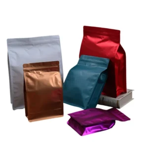 Cheap New Nice Stand up Pouch Flat Bottom Mylar Bag with Flat Gusset for Custom Pet Food Packaging Made of PE Plastic Pack of 50