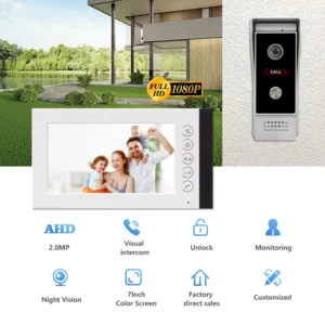 VIDEW 4 Wired Video Intercom System RFID Unlock Camera Doorbell with 7 Inch Screen Night Vision Home Door Bell for Villa