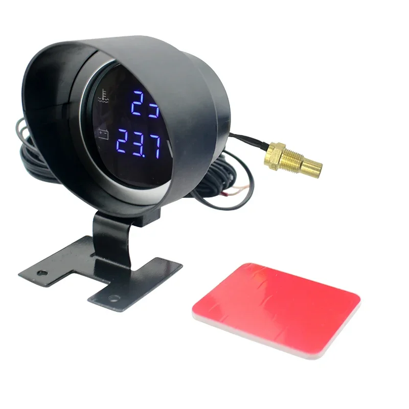 2 in 1 Round 12V 24V LED Digital Car Truck Water Temp Gauge Temperature Sensor Temperatura Motor + Voltmeter Volt Voltage Meter - Image 2