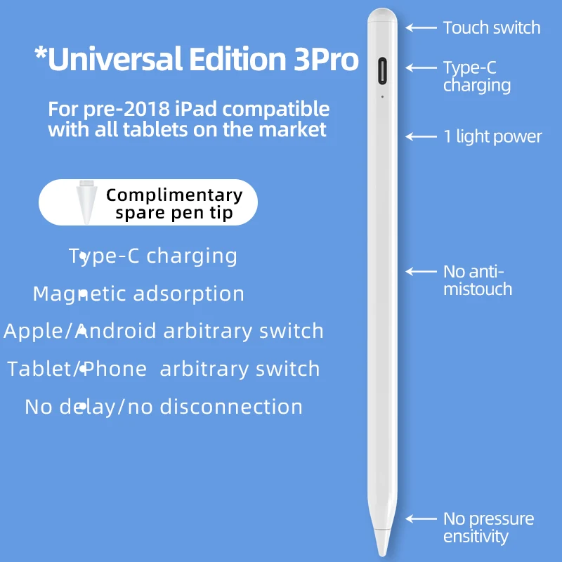 Universal Capacitive Stylus Pen for Android Battery Display Magnetic for Ios for Ipad Apple Pencil 1 2 P Samsung Pack of 2 - Image 2