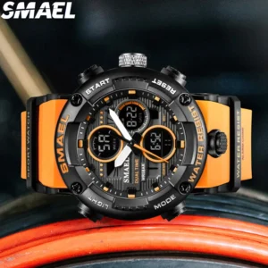 Sport Waterproof Analog-Digital Plastic Band SMAEL 8038 Watch Stopwatch Alarm Clock Young Fashion Digital Quartz Men Pack of 2