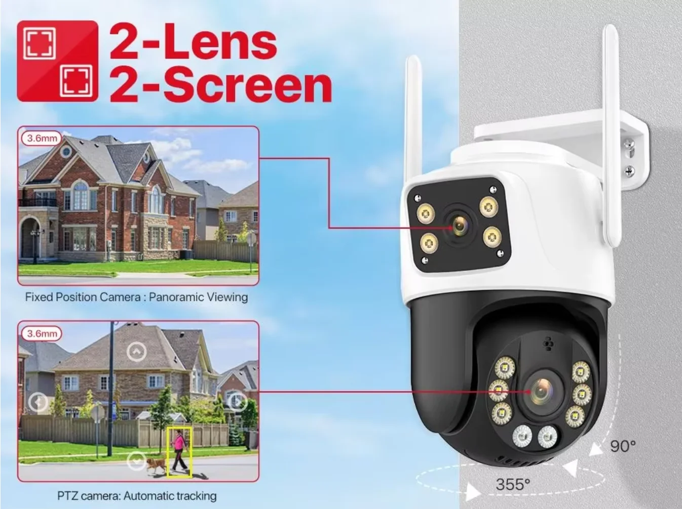 ICsee 6mp Dual Lens WIFI Ip Camera Kit Cctv Outdoor Security Wifi Ptz Camera Kit Recordable Wireless Ptz Camera System Nvr Kits - Image 3