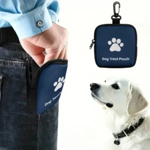 Dog Training Snack Pouch with Zipper Closure Portable Oxford Fabric Bag Featuring Paw Print Pack of 2