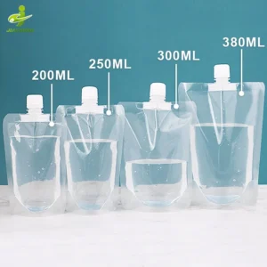 Eco Friendly 200ml 250ml 300ml 380ml Clear Doypack Liquid Refill Pouch Bag With 1.6cm Caliber Spout Pack of 2