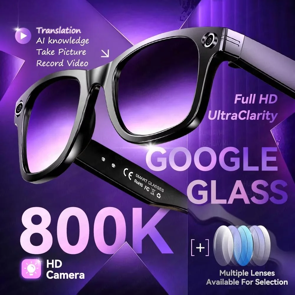 AI Smart Glasses Translation Wireless Video Record Photography 1200P Camera 5G/4G BT Call WiFi IPX-6 Waterproof Magnetic