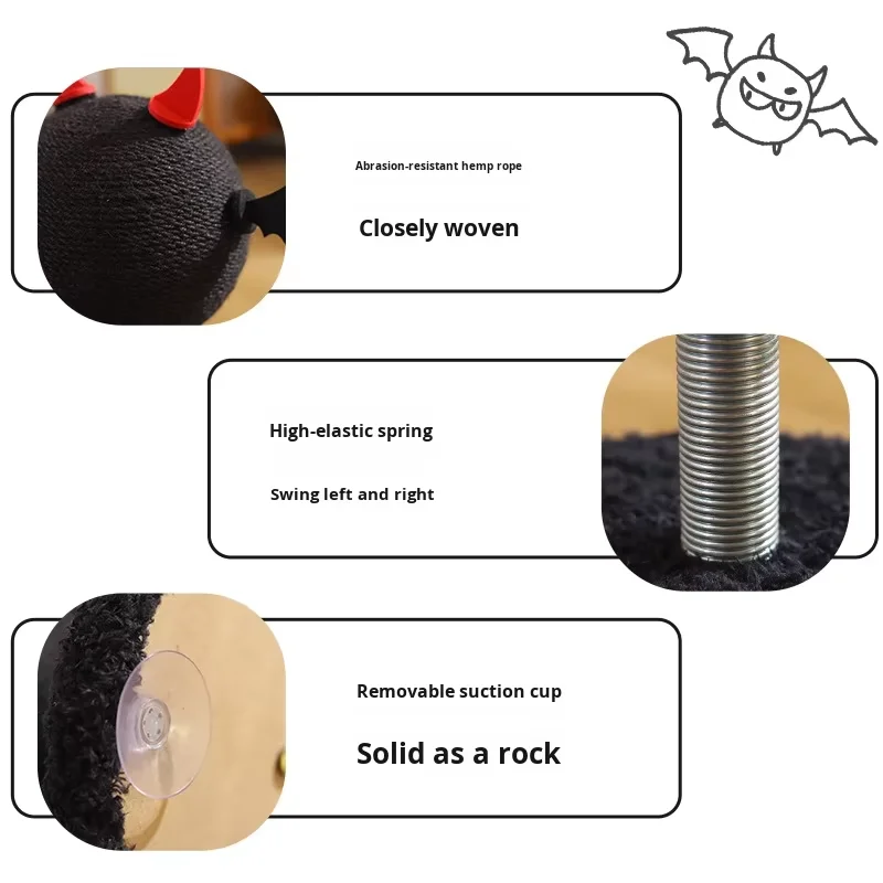 Cute Shape Modern Black Color Cat Toy Scratch Ball Sisal-Wrapped Wear-Resistant Claw Roller with Self-Relief Climbing Rack - Image 3