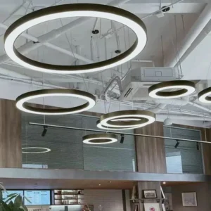 Indoor Brass Round Led Ceiling Lighting Ring Hanging Lamp Circular Rectangular Pendant Lights Modern Led Chandelier