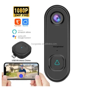 HongGlobal 2MP Night Vision Surveil CCTV Home Ring Door Security Bell Camera Smartlife WiFi Smart Wireless Video Doorbell Camera
