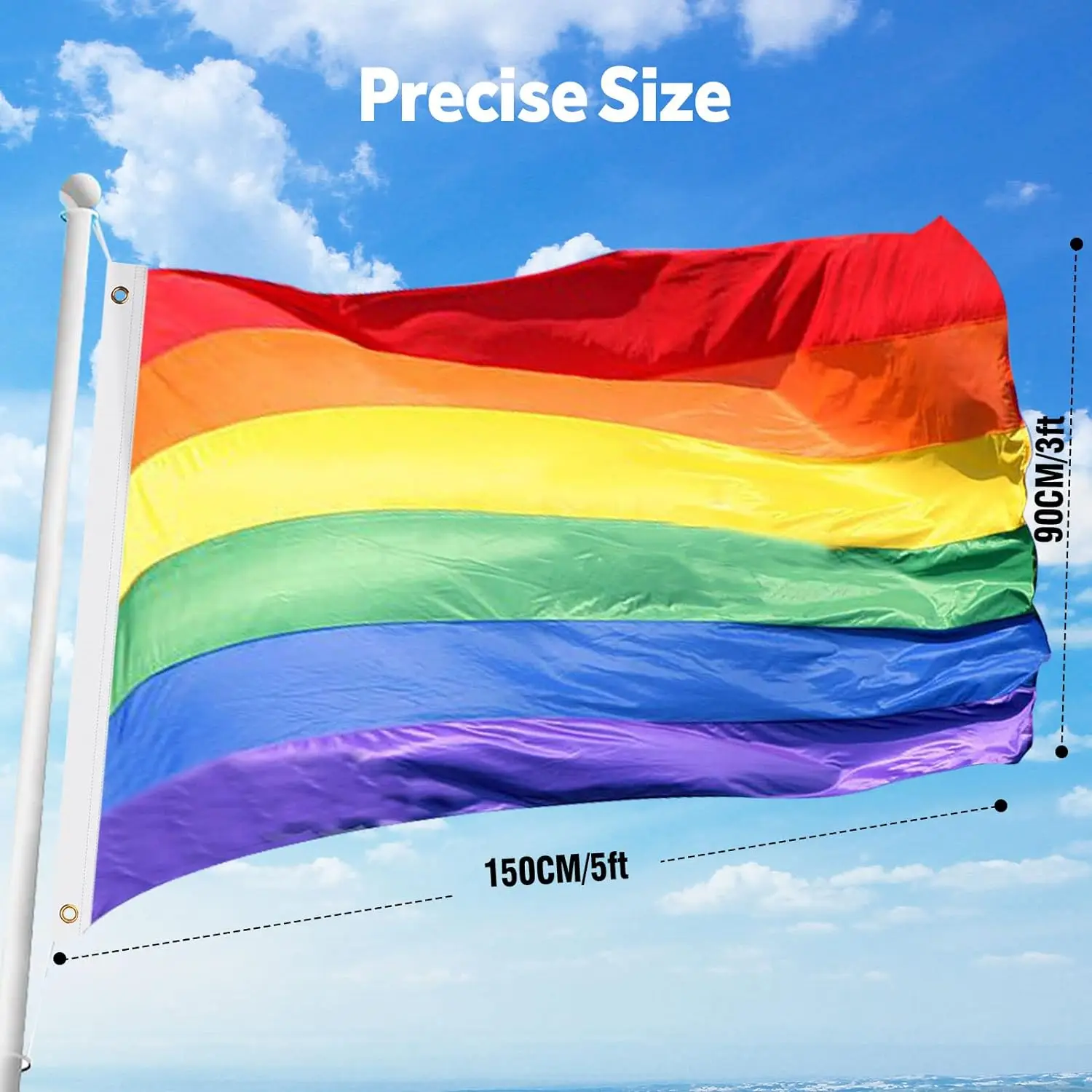 Manufacturers Wholesale Customized 3*5ft LGBT Gay Pride rainbow Flag Pack of 10 - Image 3