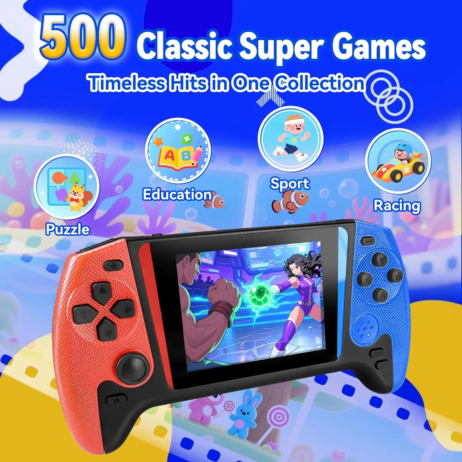 New Q21 Nostalgic Handheld Game Console 500 Built-In Classic Games Large Screen Two-Player Portable Device - Image 2