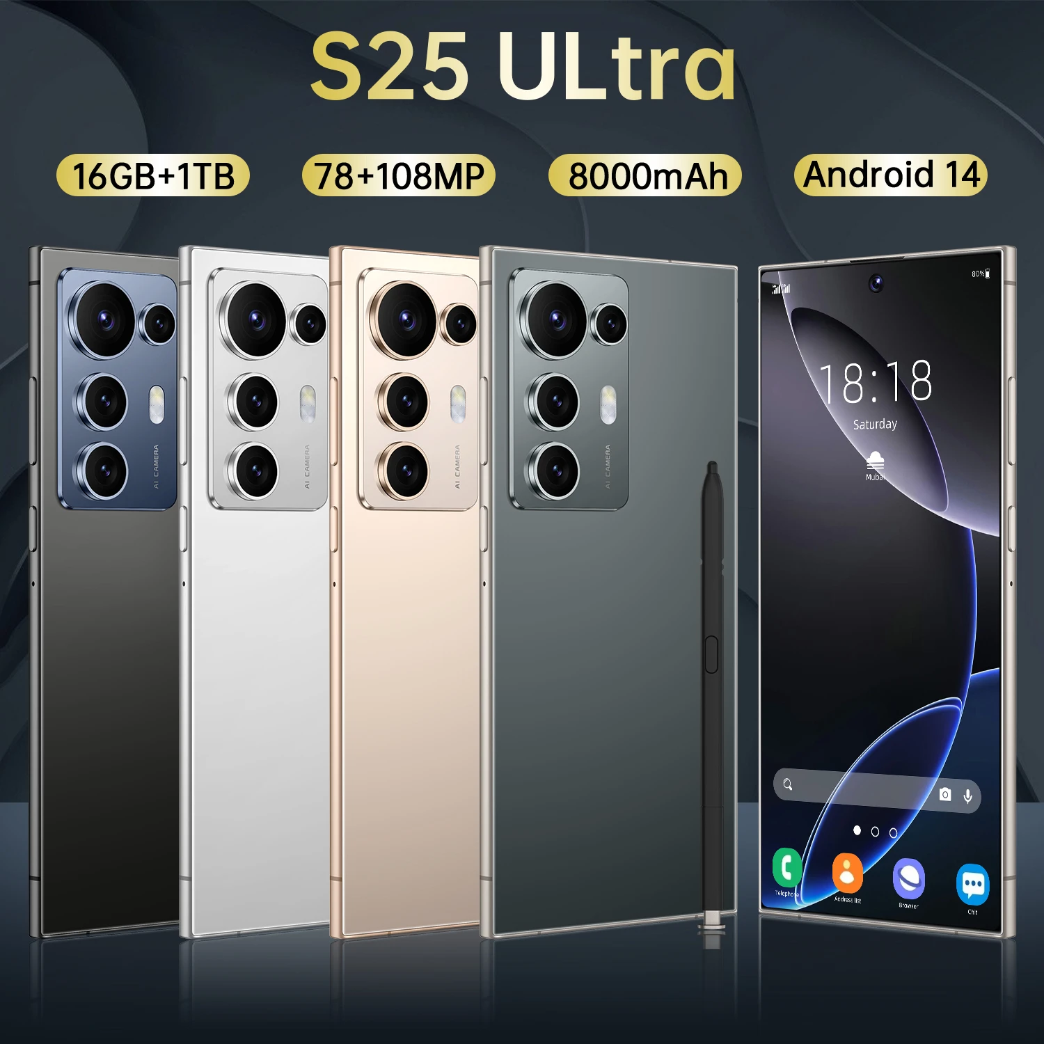 Bezel-Less Look Phones S25 U Smartphones 16gb+1tb 5g Dual Sim Cellphone Mobile Phone - Image 4
