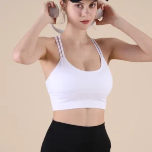 European American Large Size Cross Back High Support Yoga Sports Bra Steel Ring Elastic Quick-Drying Shockproof Spandex/Nylon Pack of 2