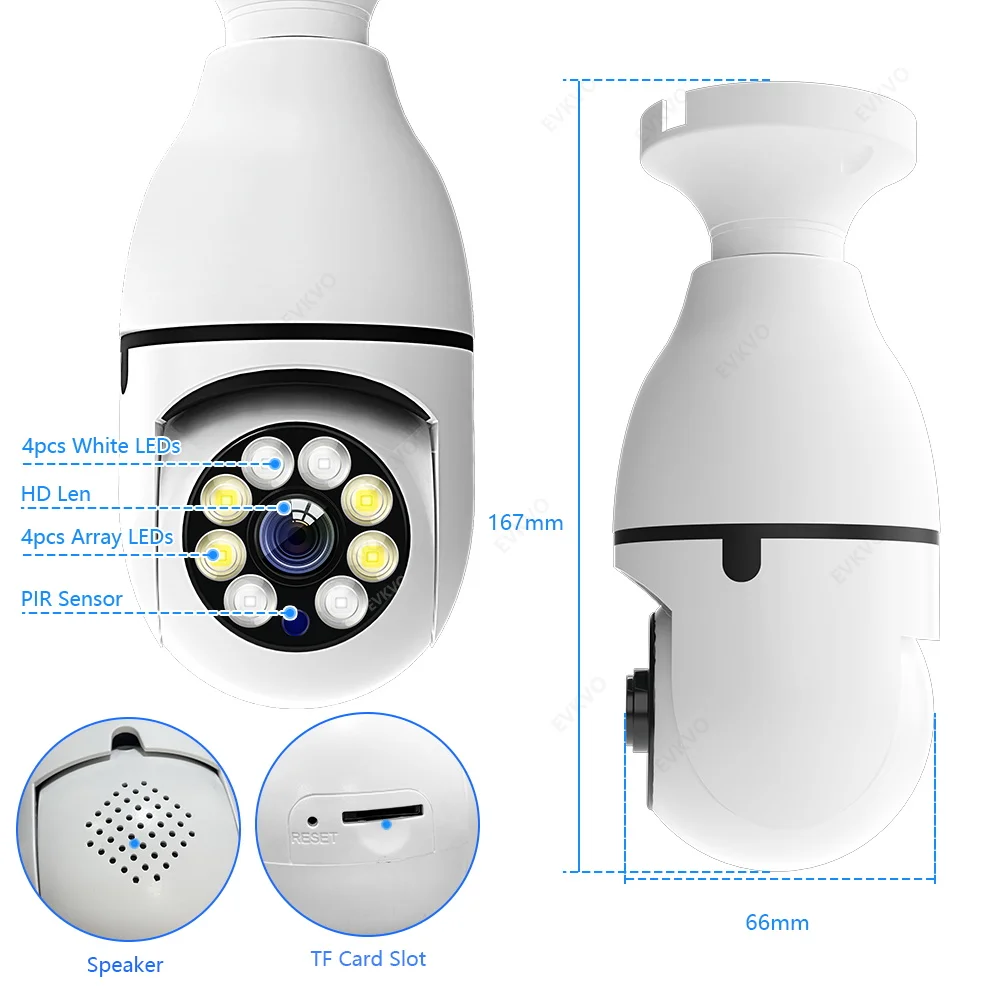 E27 CCTV Wireless Wifi Light Bulb Security PTZ 360 Degree Surveillance Cameras in the Form of Bulb Pack of 2 - Image 2