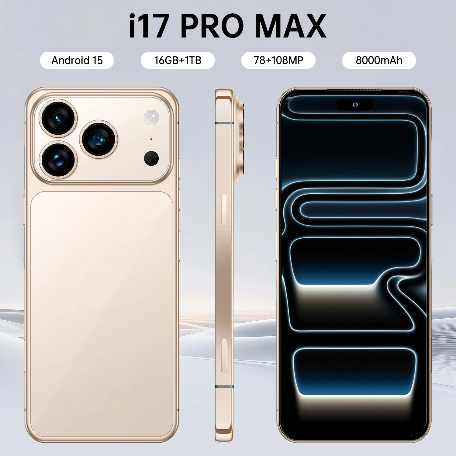 New I17 Pro Max 5G Smartphone 90Hz6.9-inch HD Display 108MP Rear Camera 16GB+1TB Storage Deca-core Snapdragon 800 Series - Image 4