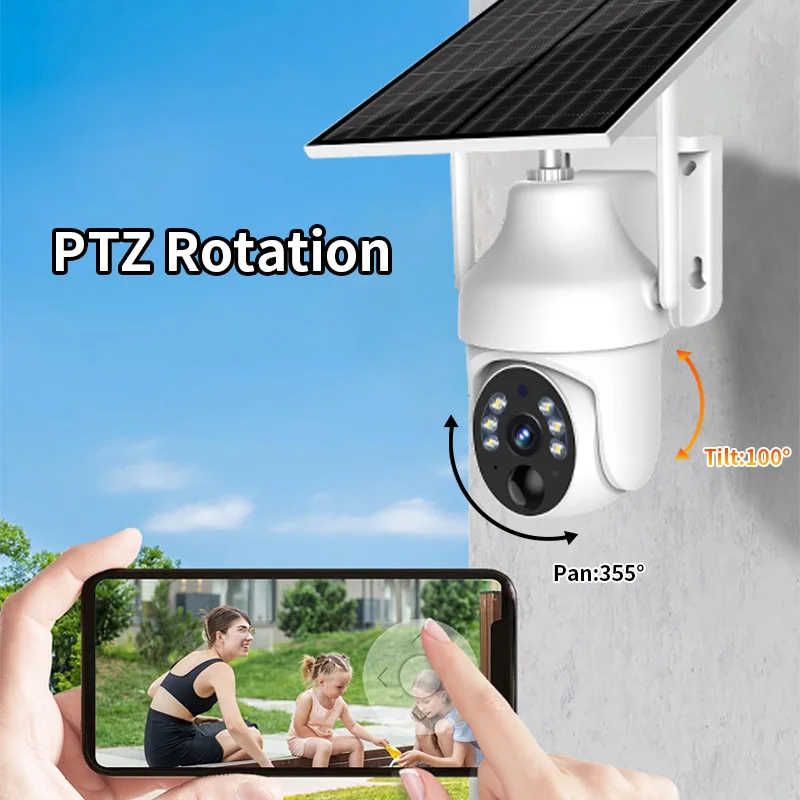 Solar Powered Mini Dome Camera Wireless Full Color Night Vision International Version Home Security Alarm System Camera Pack of 2 - Image 3