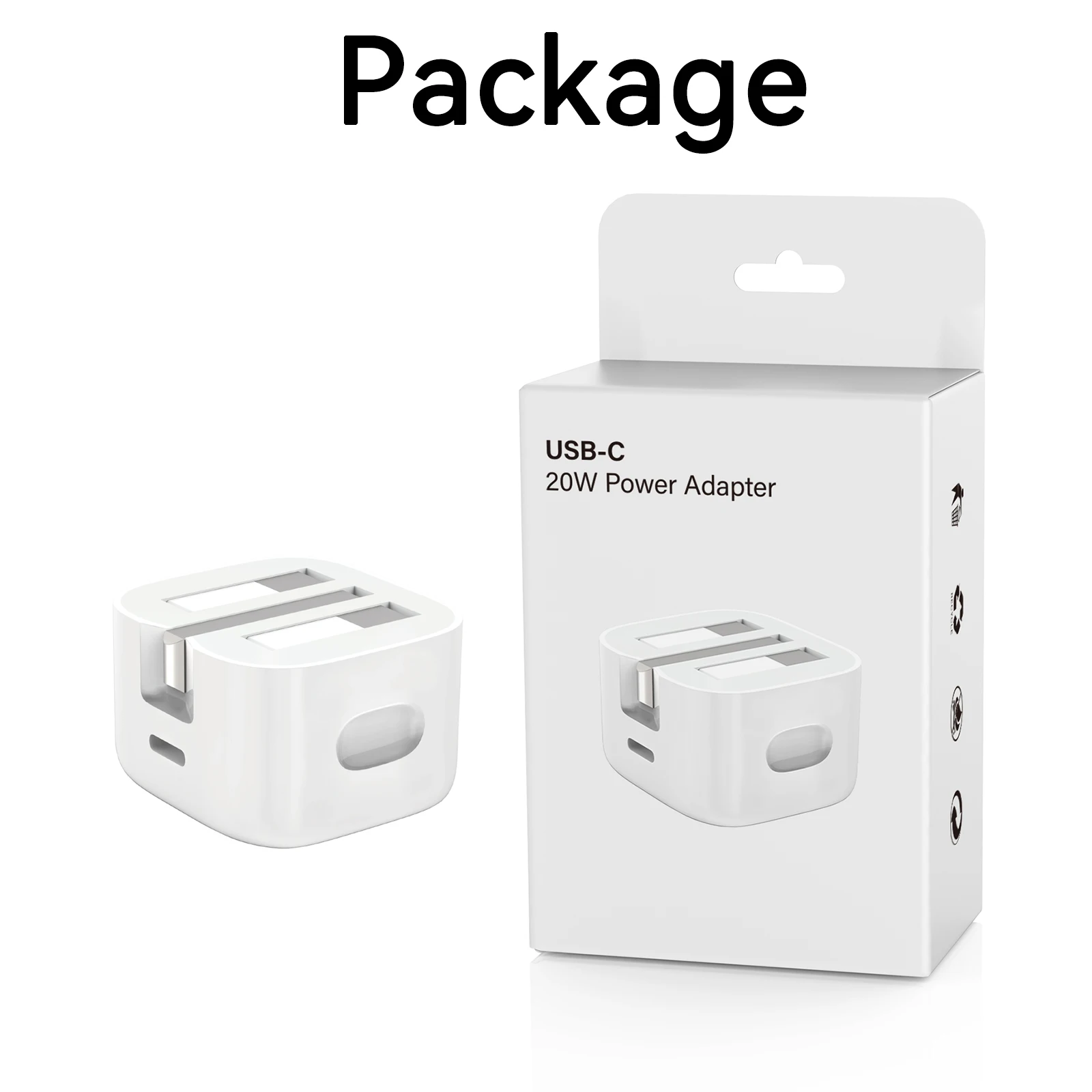 Universal Adapter PD 20W USB C Port Foldable UK Plug Fast Charging Type-C Chargers /15/14/13 for iPhone 16 Pack of 10 - Image 2