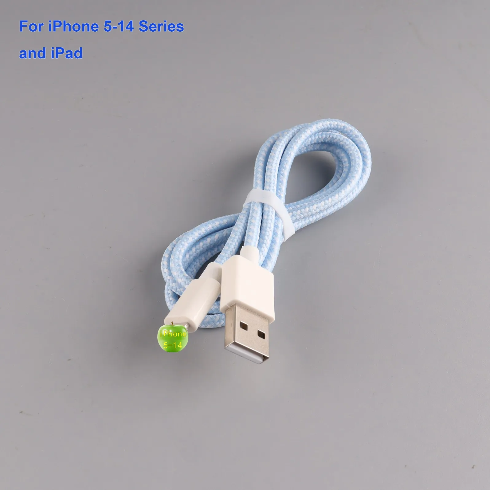 2m Blue Heavy-Duty Braided USB-A to iPhone Fast Charging Cable, Dual-Layer for Home Bed & Long-Distance Use - Image 3