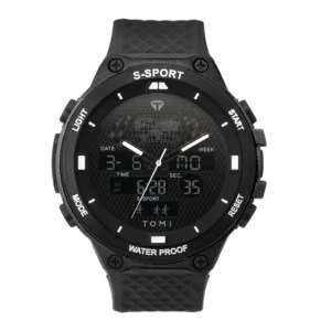 TOMI Sport Digital Watch LED Dual Display Simple Multi-function Stop Watch Feature 50mm Dial Diameter Leather Band Hangzhou Pack of 10