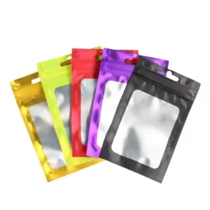 LingJie Custom Mylar Resealable Zip Lock Pouch Packaging Matte Transparent 3 Side Seal Zipper Pouch With Window Aluminum Plated Pack of 30