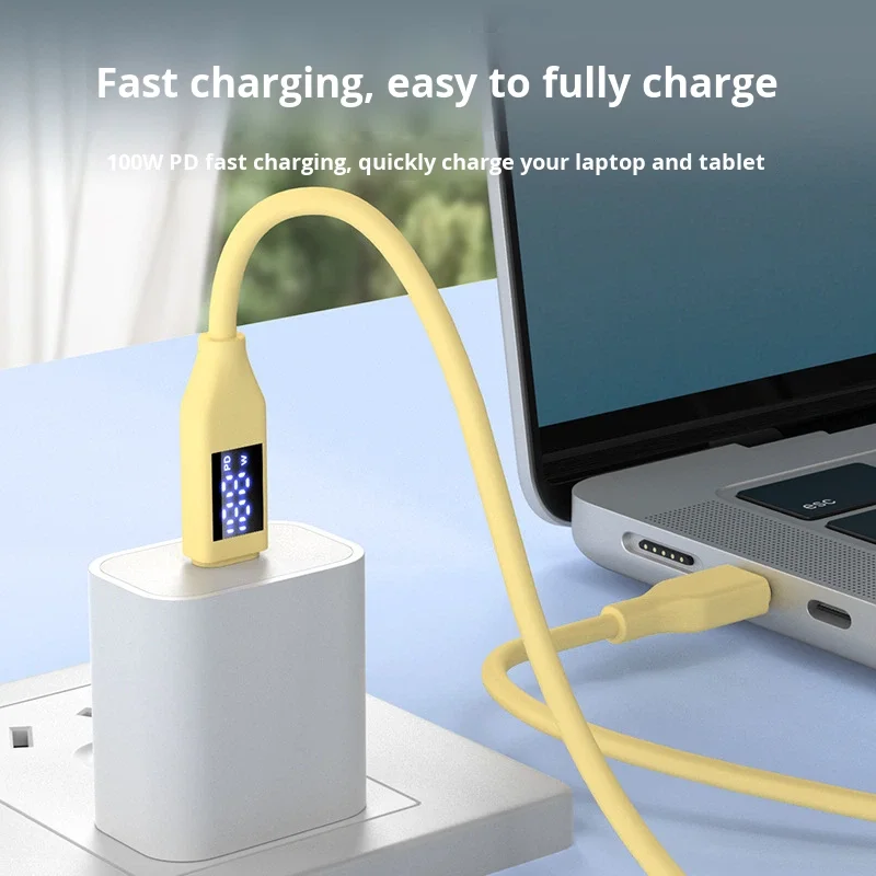 60W True Silicone Type-C Android 6A Fast Charging Digital Display Data Cable for Mobile Phone Pack of 50 - Image 3