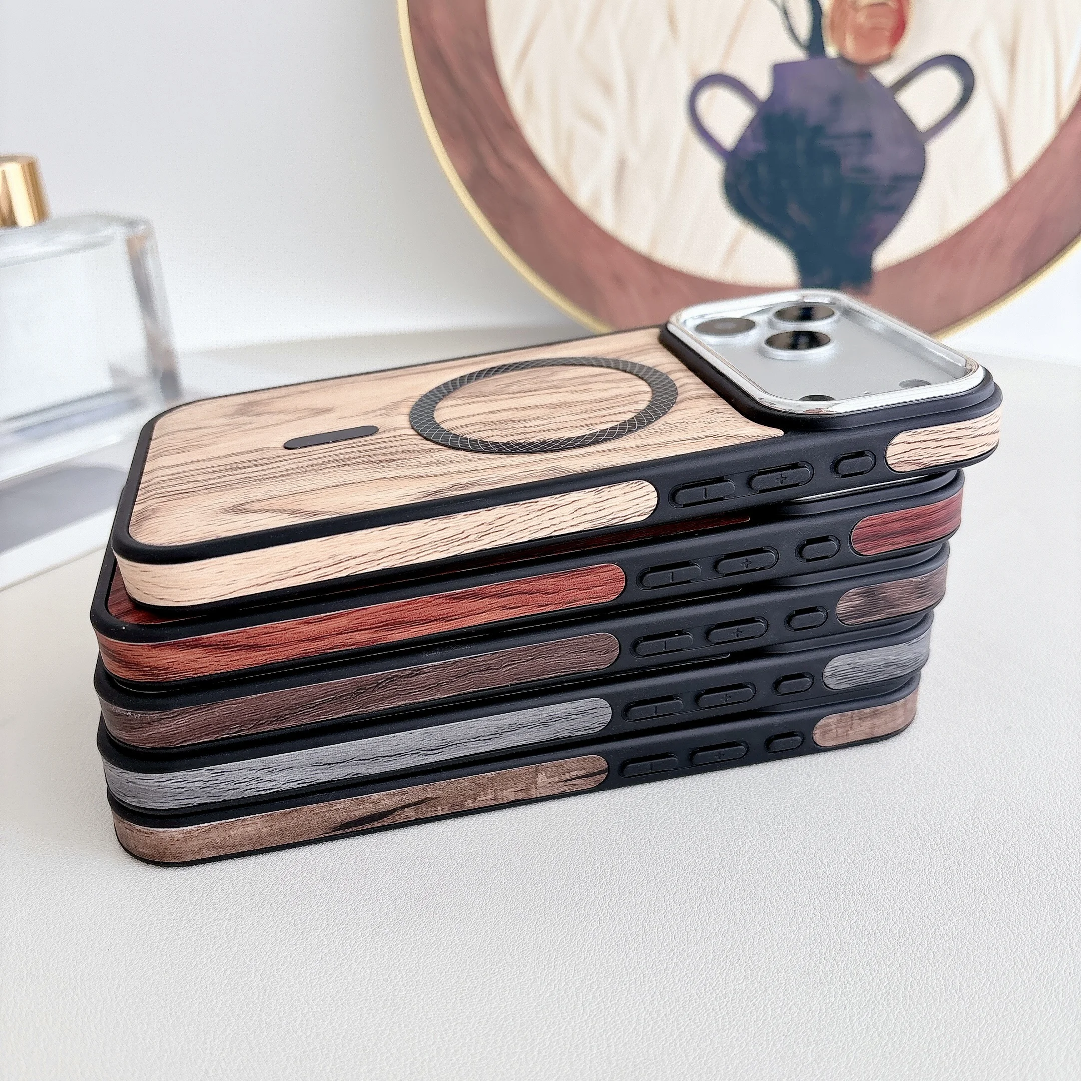 Business Design PU Leather Shockproof Mobile Case for with Hot Stamped City Scenery Logo Screen Protector OPP Bag Pack of 10 - Image 4