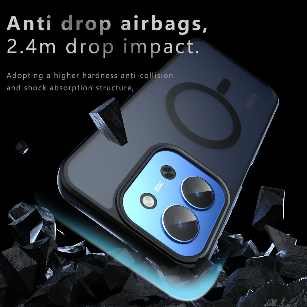 For POCO C85 Wireless Charging Magnetic Acrylic Matte Case for Redmi 15C 4G 5G Redmi 15 Shockproof Transparent Cover Hard Bumper Pack of 10 - Image 4