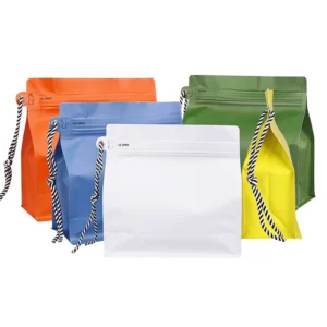 Premium Eight Side Sealed Coffee Bags with Rope and One Way Valve 125g 250g 500g