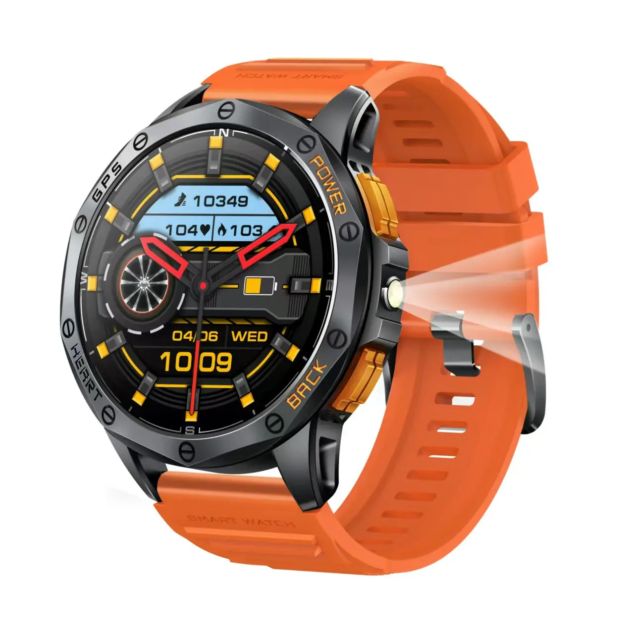 K67 GPS Sports Smart Watch LED Flashlight IP68 Waterproof Barometric Compass Altimeter Men Amoled Smartwatch 530mah Battery - Image 2