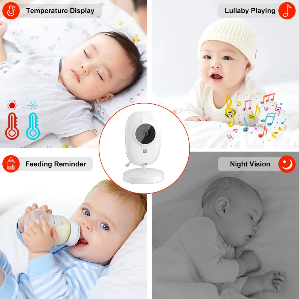 720p Baby Monitor With Camera New VB603 Wireless 3.5inch 2.4G Two Way Talk Baby Phone Cry Sound Temp Detection Baby Monitor - Image 3