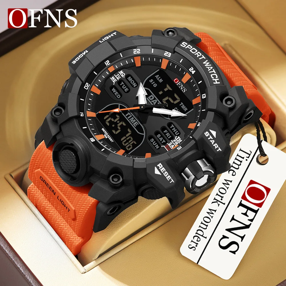 OFNS Men Dual Digital Watches Waterproof Sport Watches for Men Alarm Stopwatch Quartz Wrist Watch Male Digital Clock 6126 - Image 3