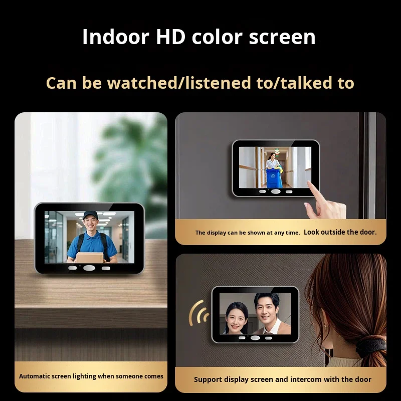 FY847 Cross-border Graffiti Electronic cat Eye Split 5-inch Wireless IPS HD WiFi Mobile Phone Remote Visual Intercom Doorbell Pack of 10 - Image 3