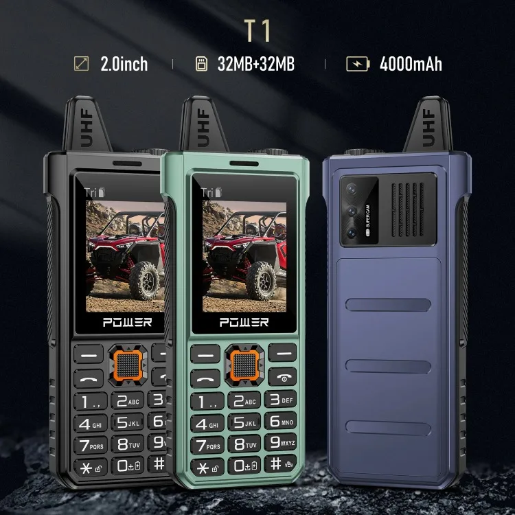 GSM 2G Rugged Outdoor Mobile Phone T1 Three SIM Cards 2.0Inch Screen 4000mAh Battery Loud Big Key Bar Phone Flashlight - Image 2