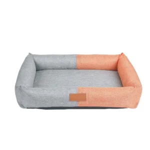 Eco-Friendly Cotton Linen Pet Bed Square Dog and Cat Nest with Detachable Zipper Breathable Solid Pattern Pack of 5