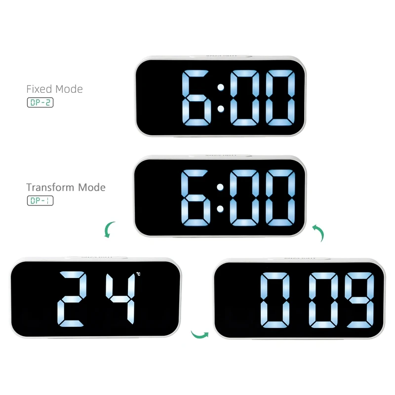 LOW MOQ Simple LED Mirror Clock Large Screen White Digital Clock Desk Clock Desktop Alarm Clock Bedside Electronic Clock Pack of 50 - Image 4