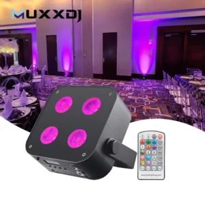 Muxxdj IR4 Mini Uplights 4X12W Battery Spotlight 4 LEDs Wireless DMX&IR Remote Uplights Disco Club Party Stage Lights