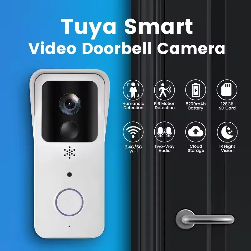 Tuya Smart 1080P OLED Outdoor Video Doorbell Camera Waterproof Plastic WiFi App Control Home Security Front Door Pack of 2 - Image 3