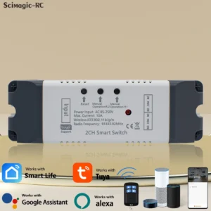 2CH Tuya Wifi Wireless Smart Switch Module 433 Remote Control Smart Home Garage Universal Remote Relay Alexa Google Home