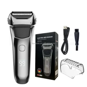 IPX6 Professional Men's USB Rechargeable Electric Shaver Triple Blade German Waterproof Foil Facial Trimmer for Beard Body Pack of 20