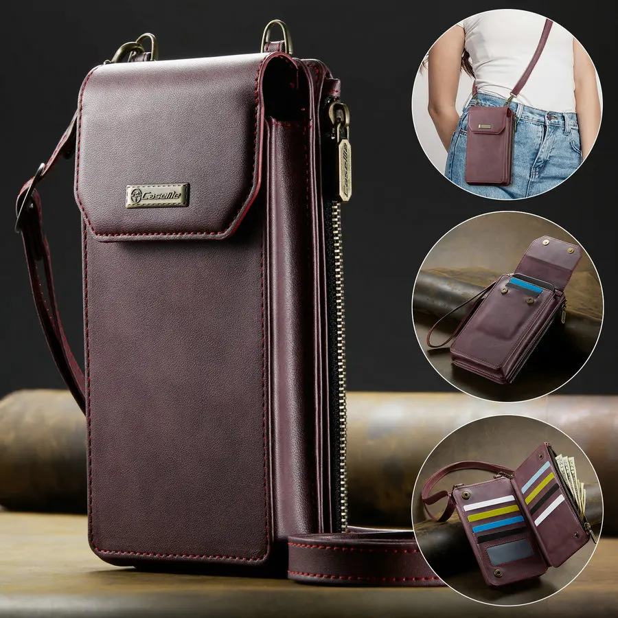 CaseMe RFID Women and Men RFID Phone Bag Universal Big Size Mobile Phone Zipper Wallet Card Holder for iPhone Accessories Pack of 10