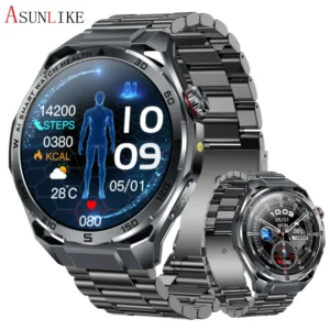 ET474 ECG Smartwatch for Men with Flashlight Multiple Sport Modes Heart Rate Fatigue Monitoring Message Reminder IP68 Waterproof