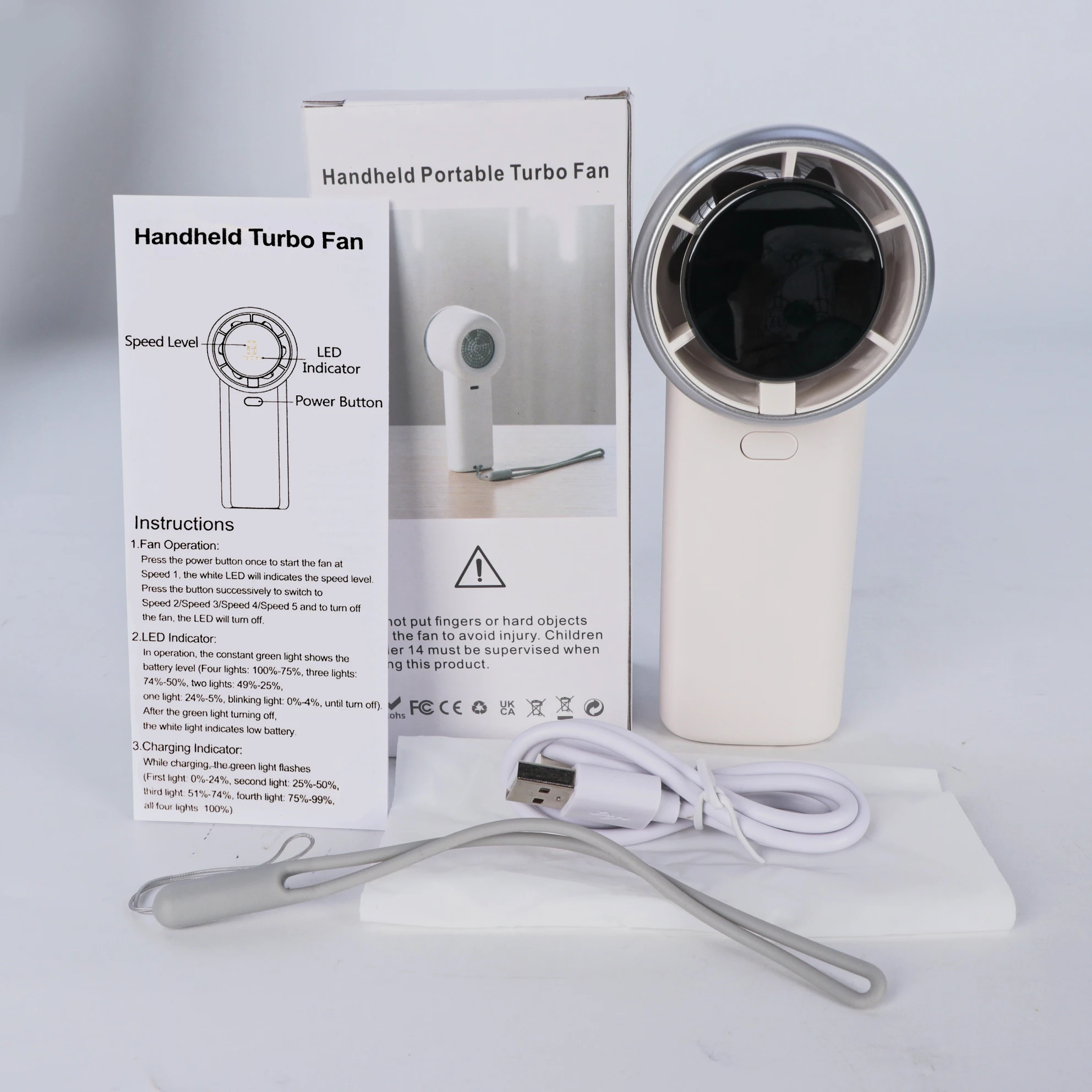 N603Portable High Speed Strong Wind Turbo Cooling Mini Rechargeable Handheld Digital Display Wearable Bladeless Fan Pack of 3 - Image 2