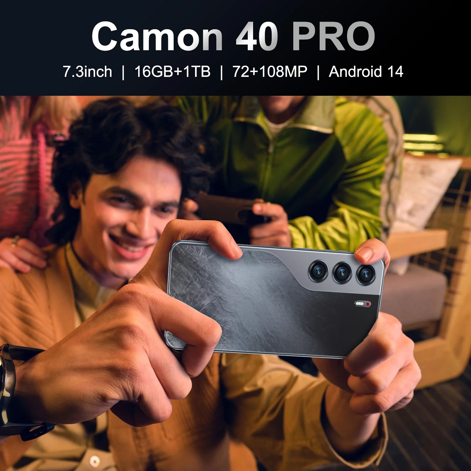 Camon 40 Pro 7.3 Inch Smartphone 16GB+1TB HD Screen Resolution 108MP Rear Camera Deca Core CPU Dual Card Large Memory for Gaming - Image 4