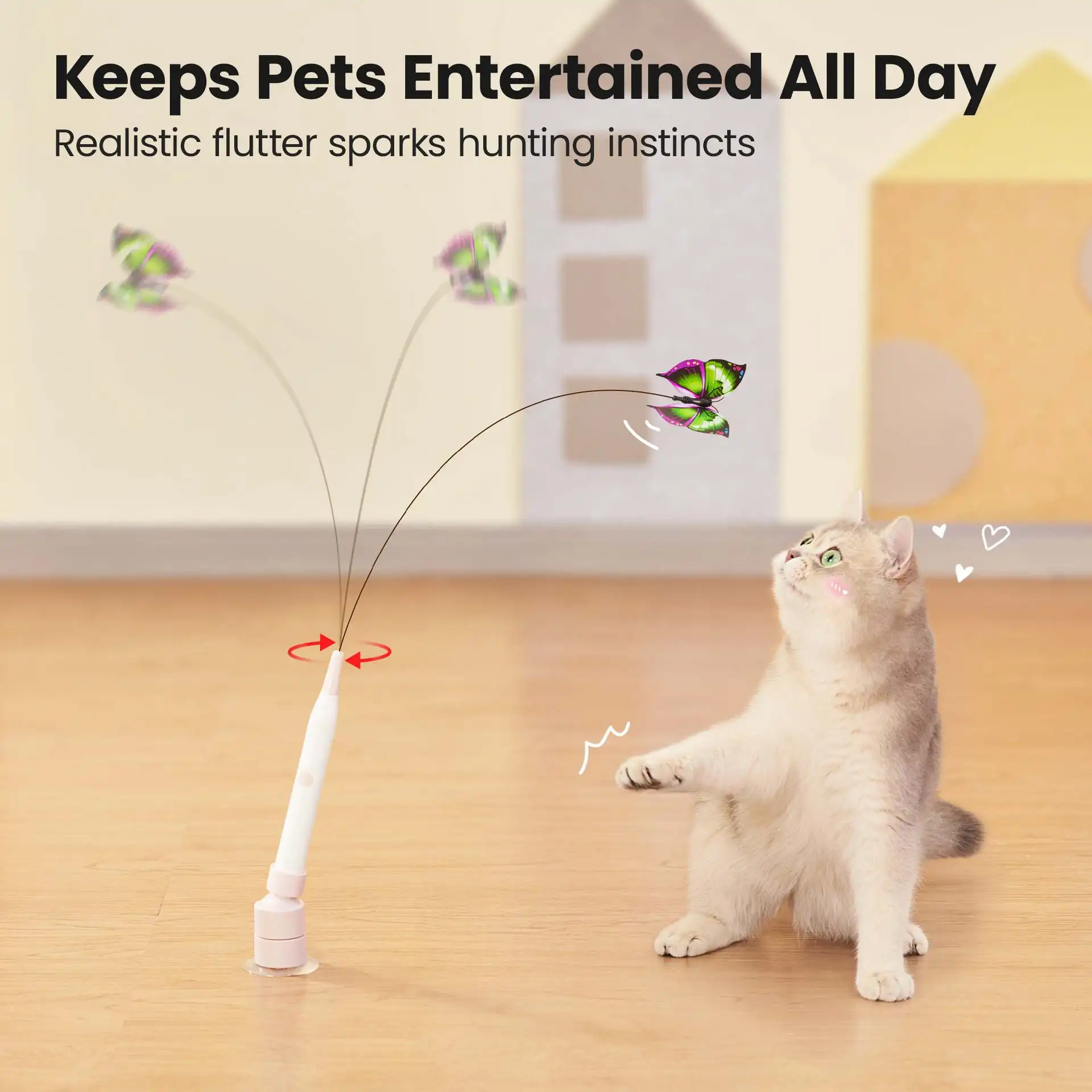 New 2 in 1 Smart Electric Cat Teaser Wand Interactive Cat Toy Relieves Cat Boredom Pet Products Pack of 100 - Image 2