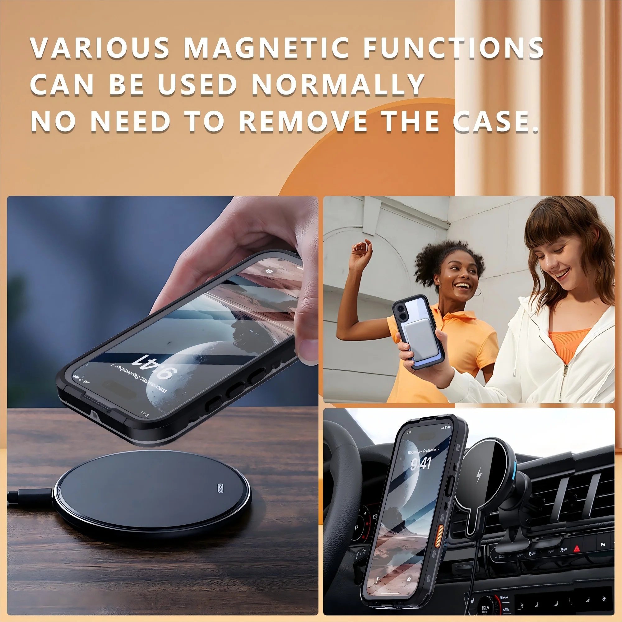 Waterproof Magnetic Wireless Charging PC Case 16Pro/Plus /Pro Max Sealed Swimming Bag Rugged Cover Stock Available for iPhone 16 - Image 3