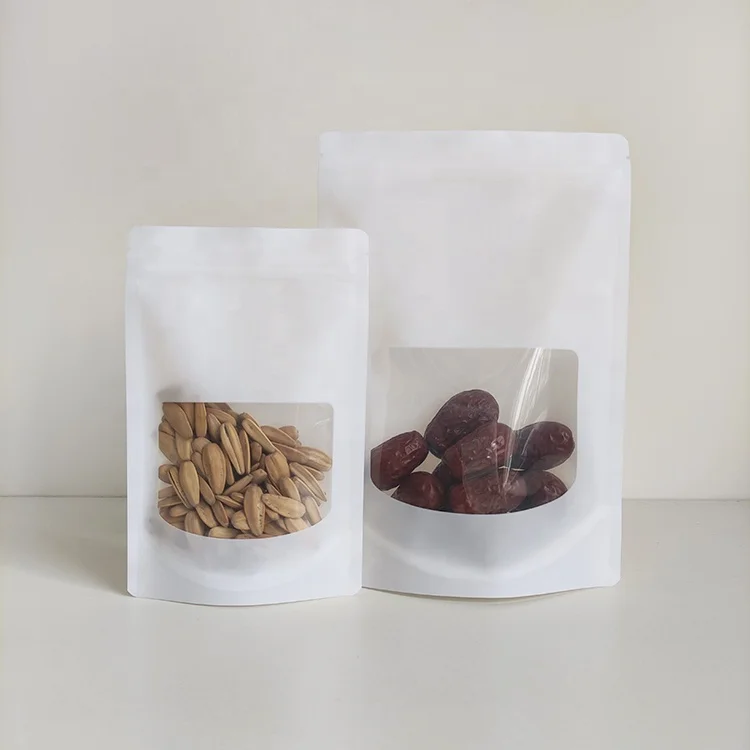 15x22 cm Various Sizes White Stand up Pouches Zip Lock Plastic Bags Doypack Packaging Bag with Window Pack of 200 - Image 2