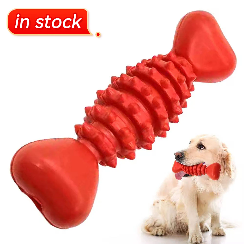 Natural Rubber Dog Bone Shape Teeth Cleaning Interactive Dog Toys Dog Teeth Cleaning Toy Pack of 2