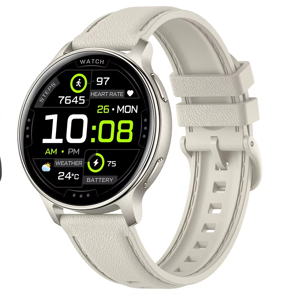 Women Bluetooth Call Smart Watch HT43 GPS Heart Rate & Blood Pressure Monitor 3ATM Waterproof Round Smart Watch