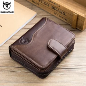 BULLCAPTAIN Man Bag Classic Style Wallet Genuine Leather Men Wallets Short Male Purse Card Holder Wallet Men Fashion Pack of 2