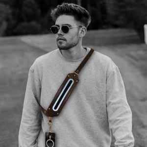 Adjustable & Wearable Leather Wallet Card Slot Custom Luxury Leather Crossbody 2-in-1 Mobile Phone Lanyard & Pouch Bag